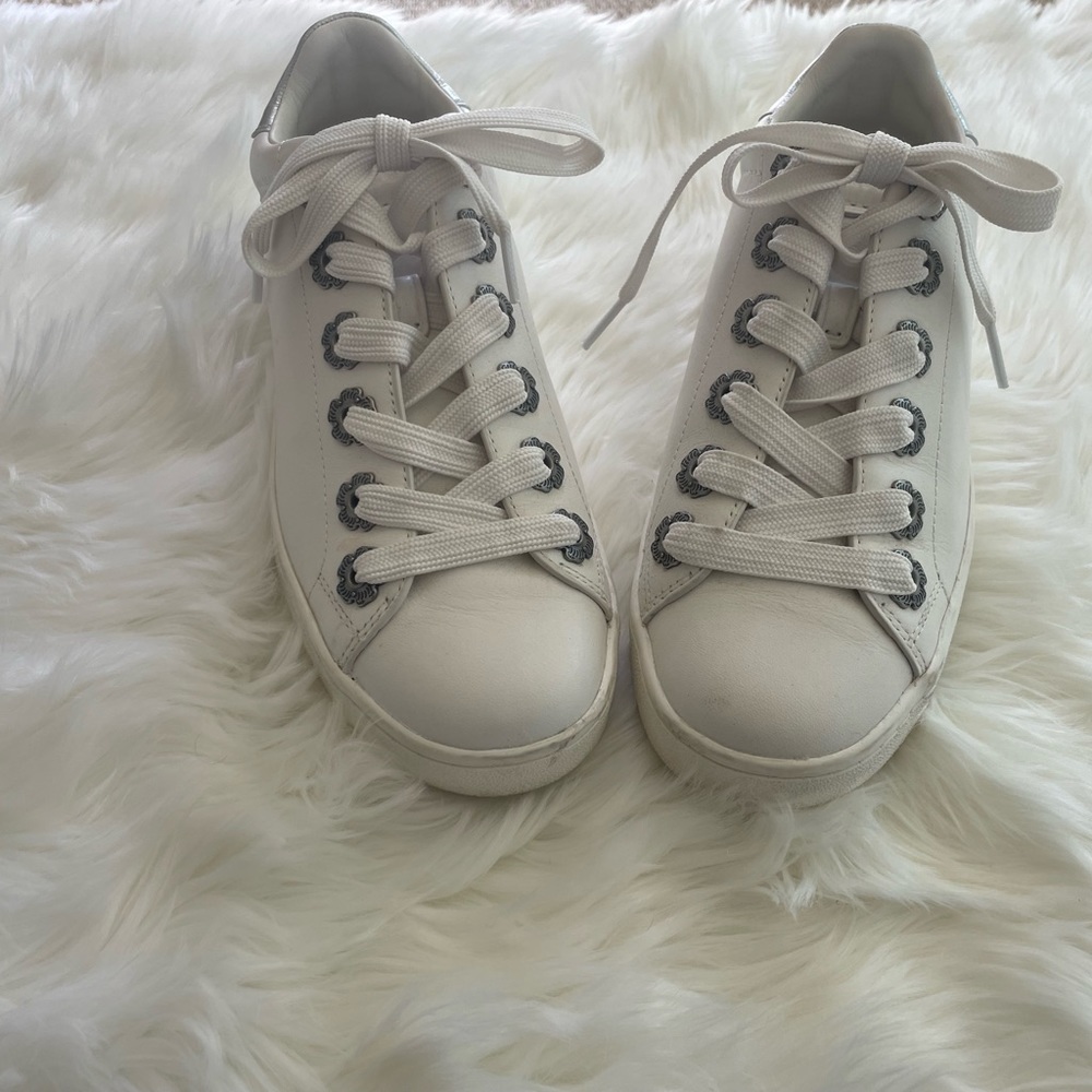 Coach white embellished sneaker shoes.